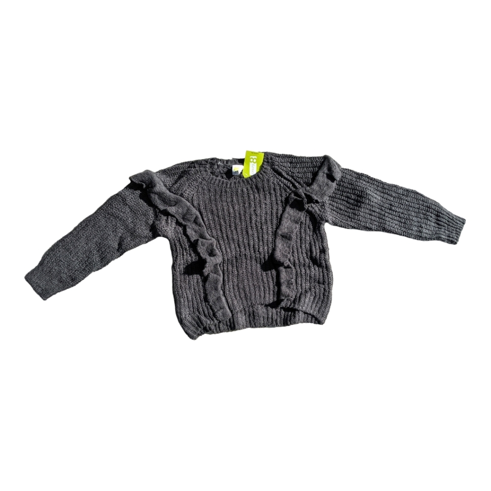 Crazy 8 Girls S 5-6 Grey Knit Sweater w/ Ruffles